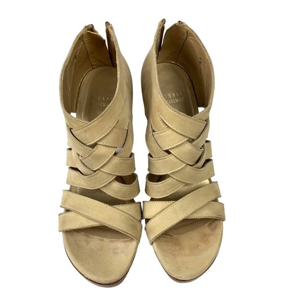 Stuart Weitzman Suede Platform Bootie Strappy Sandals Size 7.5 - Picture 5 of 12